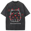 Lustiges Valentinstags-Kätzchen Washed T-Shirt Unisex Paar T-Shirts Sommer Kurzarm Reine Baumwolle Schwergewicht Tuniken