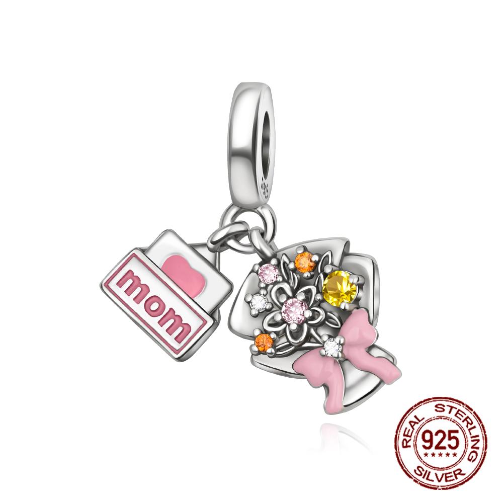

Copper Tribute To Mother Gratitude Bouquet Pendants Charms Fits Genuine Charms Bracelet Women DoItYourself Jewellery Gifts