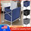 Large Rolling Laundry Cart Heavy Duty Wheel Laundry Basket Stainless Steel Hamper for Hotel Home School Nursing Facility Supply