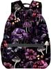 Vintage Moth Backpack,Black White Gothic Floral Retro Polyester Backpacks,Lightweight Double Shoulder Back Pack For Women,Goth