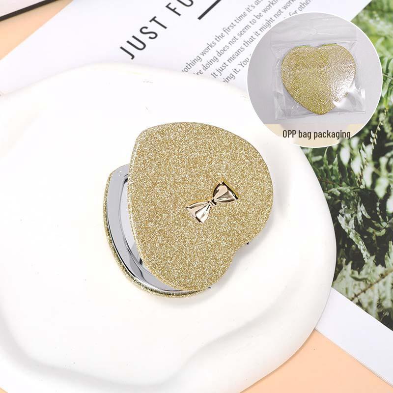 Miroir de maquillage compact double face en forme de cœur pour les résidences étudiantes