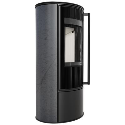 Estufa de acero de leña KRATKI ERIK Ø 150 5,5 kW cerámica decorativa GRAFITO SATINADO