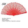 Lightweight Folding Fan Vintage Carved Plastic Ribs Hand Held Portable Chinese Style Summer Cooling Wedding Dance Party Performance Props Handheld