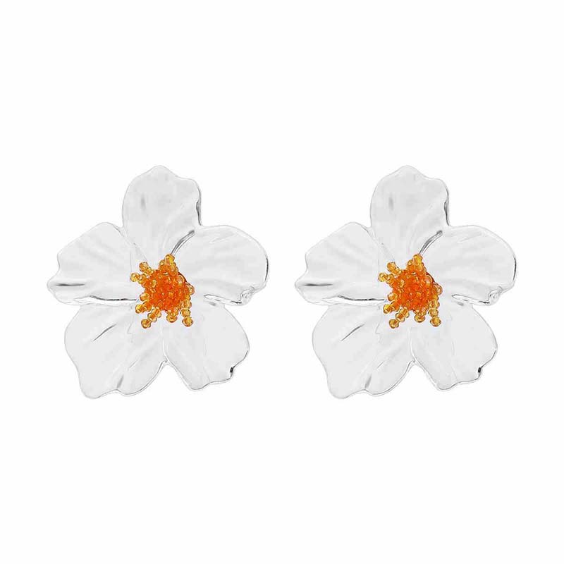 2026 New Trendy Colorful Resin Flower Stud Earrings for Women Exaggerated Large Petal Temperament Earrings Jewelry Accessories