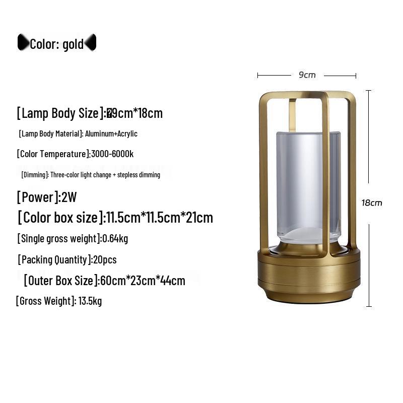 Portable LED Touch Lamp - Metal Stand, Rechargeable, Eye-Protective, Super Bright for Bar, Camping, or Table Use