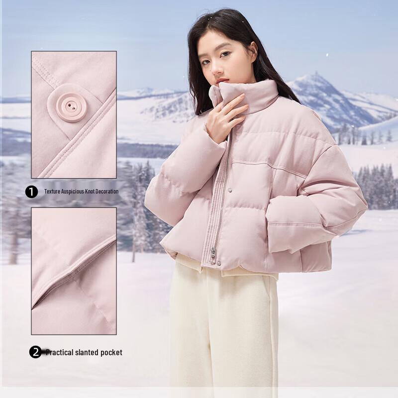 Xiangying Women's Short Stand Collar White Duck Down Jacket