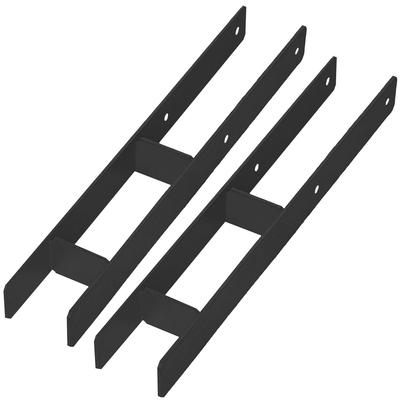 Kotarbau® H-Post Base For Wall-In Installation Bracket Anchor Black Galvanized Steel 80 Mm Set Of 2