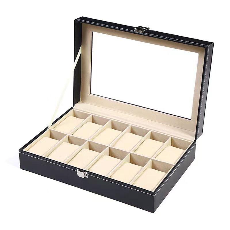 2/3/4/5/6/8/10/12 Slots PU Leather Watch Box Traditional Style Watch Storage Box Gift Watch Case With Lock