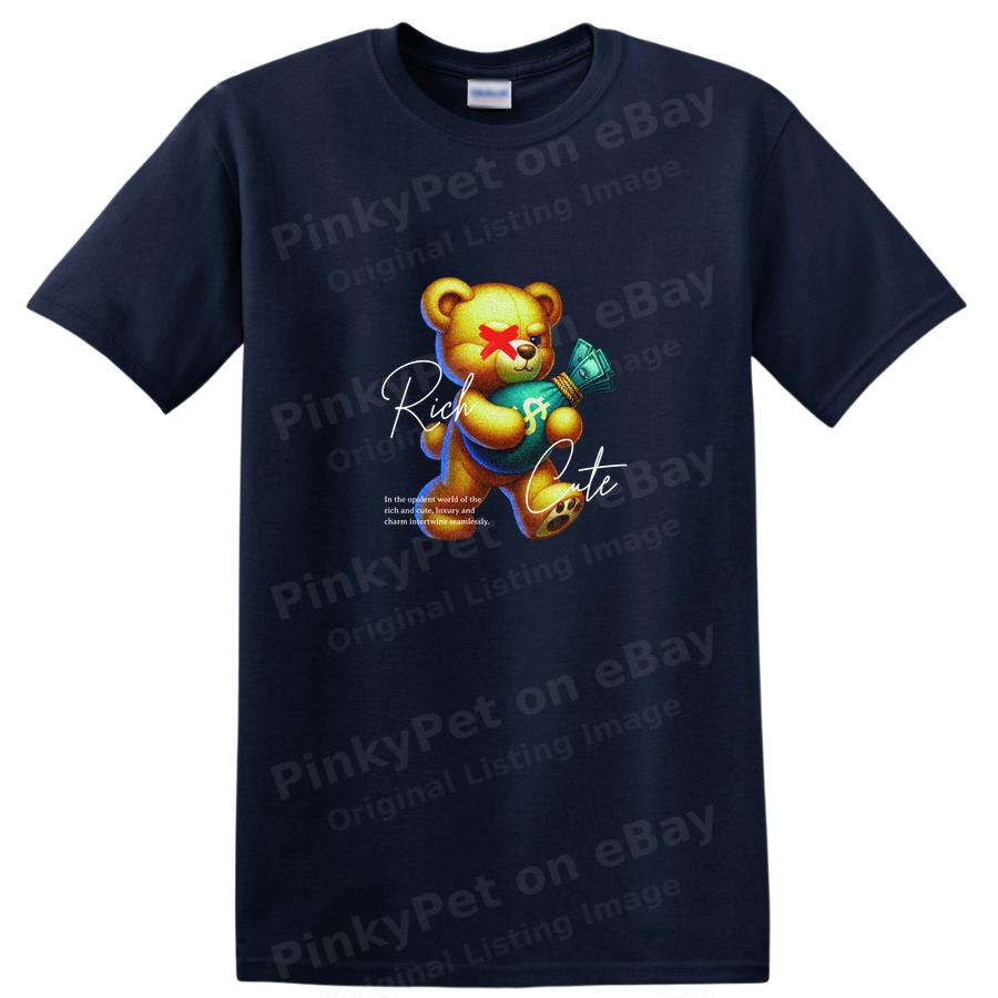 Bär mit Geld Süß Lustig Grafik T-Shirt Lässiges T-Shirt für Erwachsene Kinder
