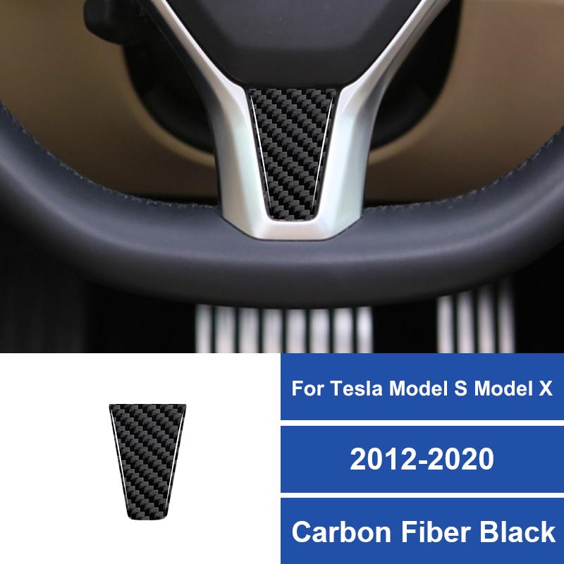 Real Carbon Fiber For Tesla Model S Model X 2012-2020 Car Steering Wheel Cover Decoration Sticker Car Accessories