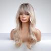 EASIHAIR Long Golden Blonde Ombre Wavy Synthetic Wigs for Women Cute Natural Hair Wigs with Bangs Heat Resistant Wigs Cosplay