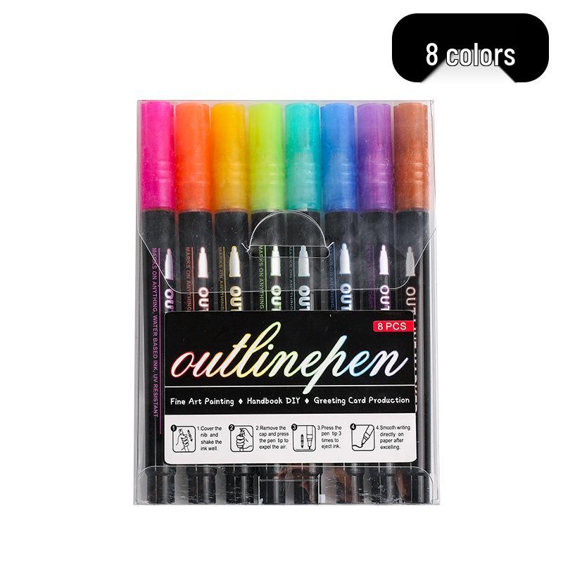 

Cross Dream 48-Color Dual-Line Outline Fluorescent Metal Pen for DIY and Christmas Card Drawing Round Tip