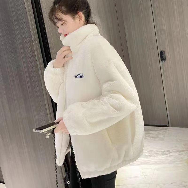 

Imitation fur jacket autumn and winter light new imitation Rex rabbit fur top fluffy short cotton jacket hooded S