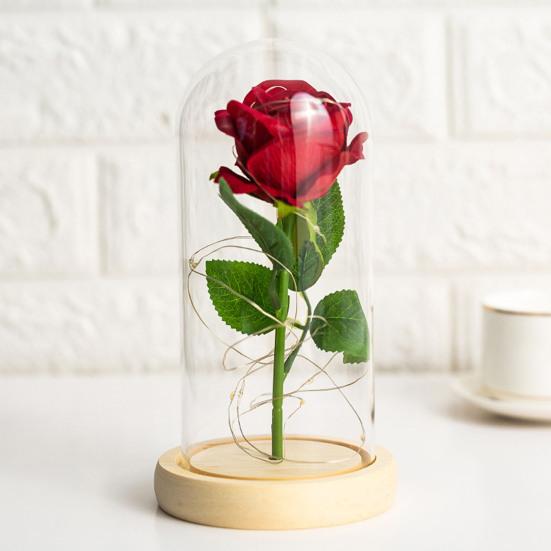 Artificial Rose Flowers Eternal Rose with LED Light Realistic Looking Battery Powered Simulation Rose Flower Holiday Gifts