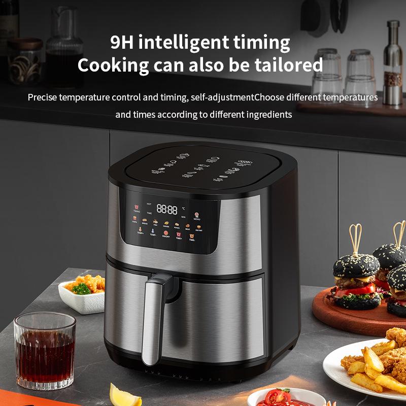 Smart 15L Dual Basket Air Fryer with Double Heating Tubes - Stainless Steel