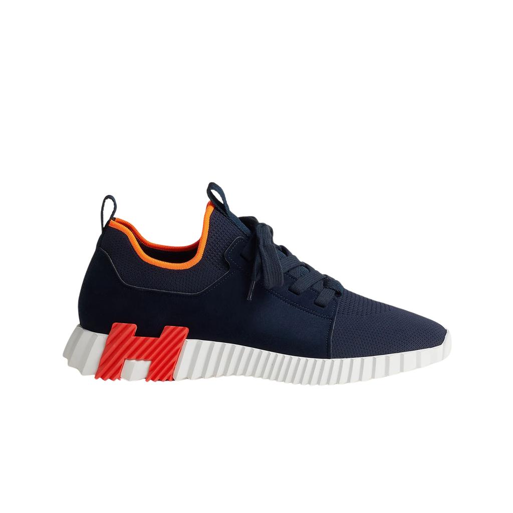 Hermes Depart Sneakers Knit Suede Goatskin & Marine