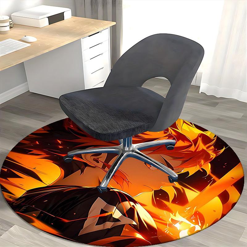 1pc Anime Design Round Carpet - Haikyuu Kageyama Tobio Inspired Chair Mat for Office, Home Decor, Living Room, Bedroom