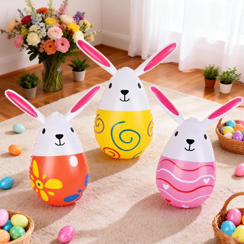 

3/6Pcs Easter Inflatable Rabbit Eggs Balloon Kids Favors Toy 2026 Easter Party Home Indoor Outdoor Decoration Egg Hunt Ornaments