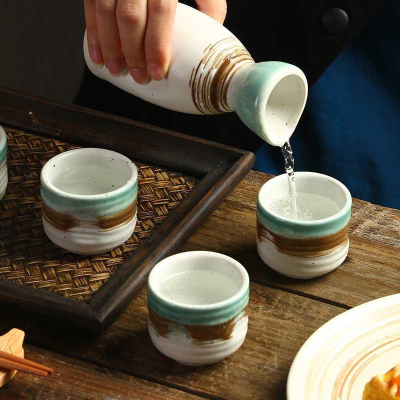 Japanische Sake-Flasche 400ml 190ml Keramik Kreatives Weinglas Kneipe Weinzubehör Haushalt Sake-Tasse Spender 50ml Retro Teetasse