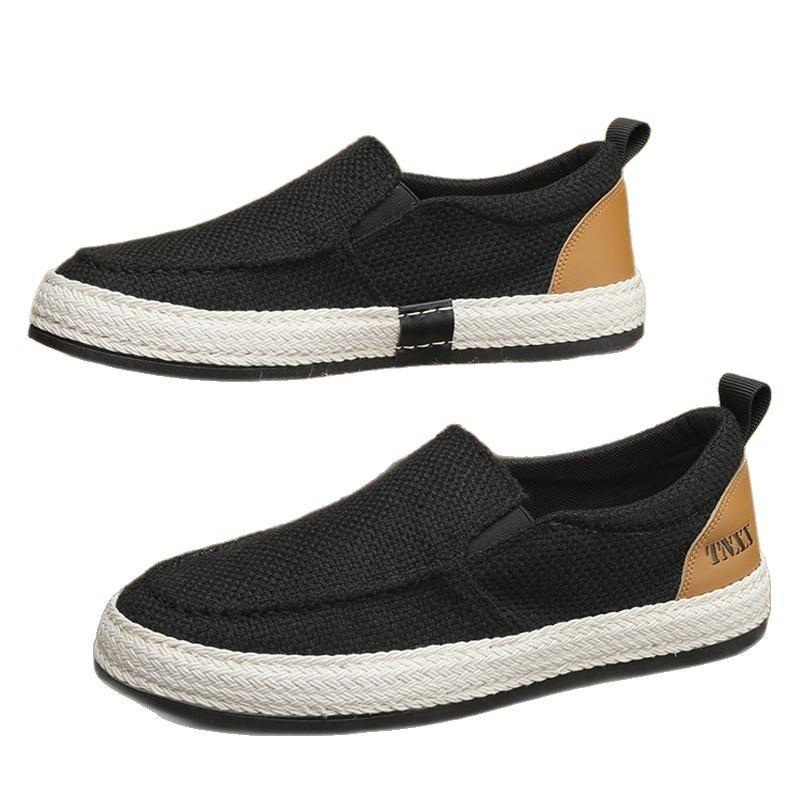 Cloth shoes linen breathable casual board shoes young people lazy shoes tide soft sole driving canvas shoes