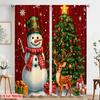 2 Stück, 2D-Flachdruck Vorhänge Digitaldruck Weihnachtsbaum Schneemann Hirsch Feiertag (2) Vielseitig 100% Polyester (ohne Stange)