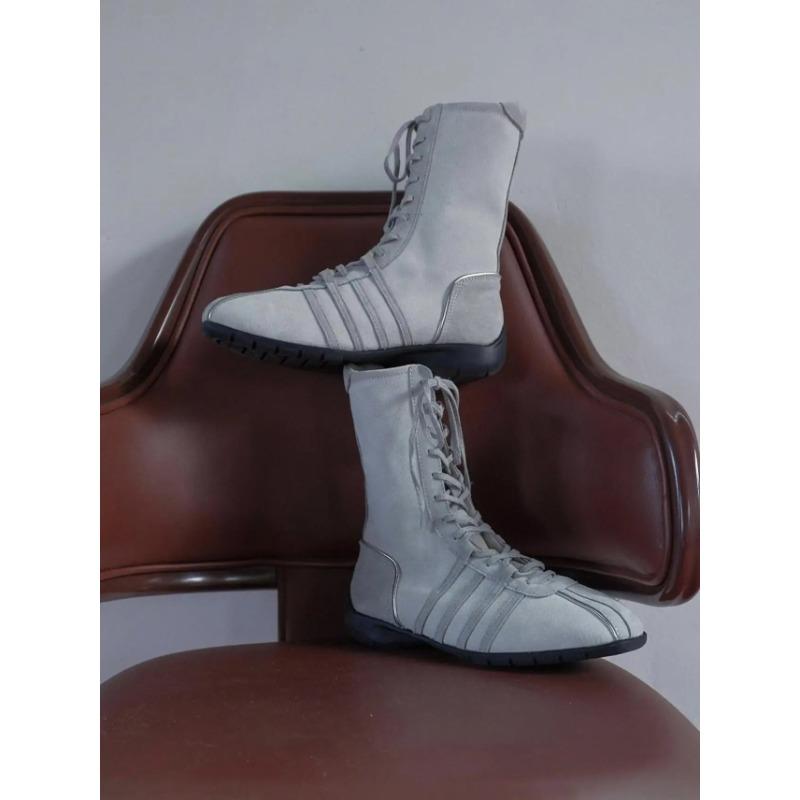 Fashion Retro Knight Boots Women's 2025 Spring Autumn Genuine Leather Lace-Up Western ort Boots Thi Bot Color Blo
