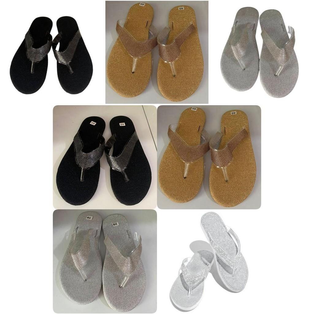 2022 Summer New Arrivals Plus Size Casual Rhinestone Flat Women's Slipper In Stock