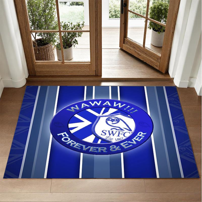 Sheffield Wednesday Design Crystal Velvet Rug Soft Decorative Mat for Bedroom Entrance