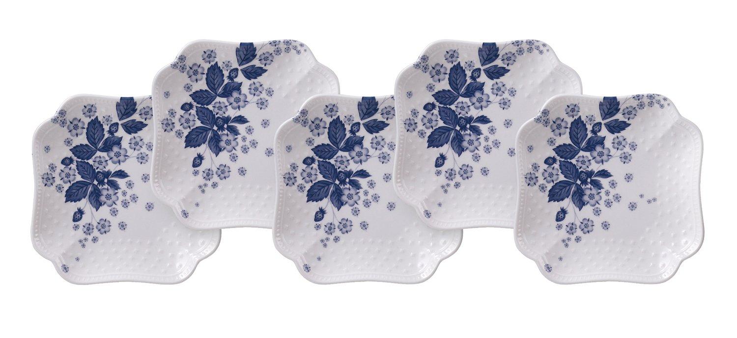 

[Officially Imported] Wedgwood Strawberry Bloom Indigo Small Plates, Set of 5, Wedding Gift, 1053162