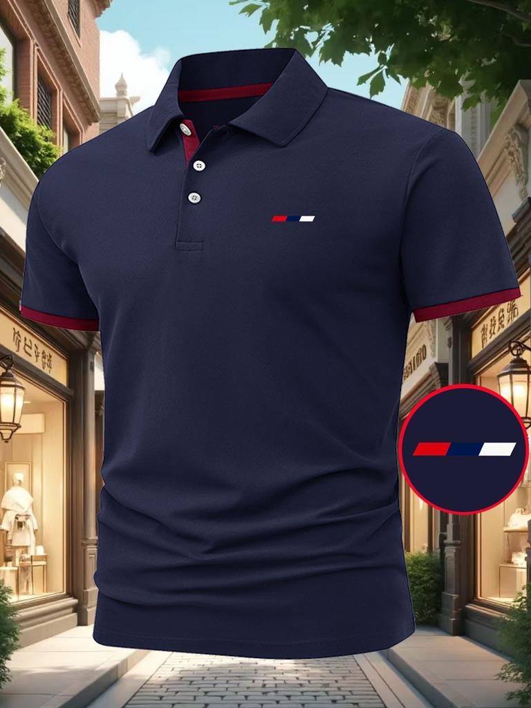 Short-Sleeve Casual Lapel Top, New Color-Block Men's Lapel, Golf Summer Casual Breathable Fashion Short-Sleeve Golf Sweatshirt