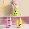 Cartoon Magnetic Toothbrush Holder Punch-Free Upside Down Wall Mounted Bathroom Storage Rack Gargle Cup Organizer
