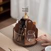Wooden Rotating Makeup Brush and Lipstick Organizer with Large Capacity