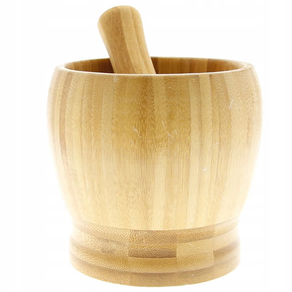 Bamboo Wooden Kitchen Mortar With Pestle For Herbs And Spices