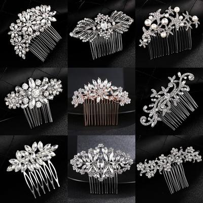 Classic Bridal Tiara Alloy Rhinestone Comb High-end Wedding Banquet Updo Hair Accessories Updo Hair Comb for Women