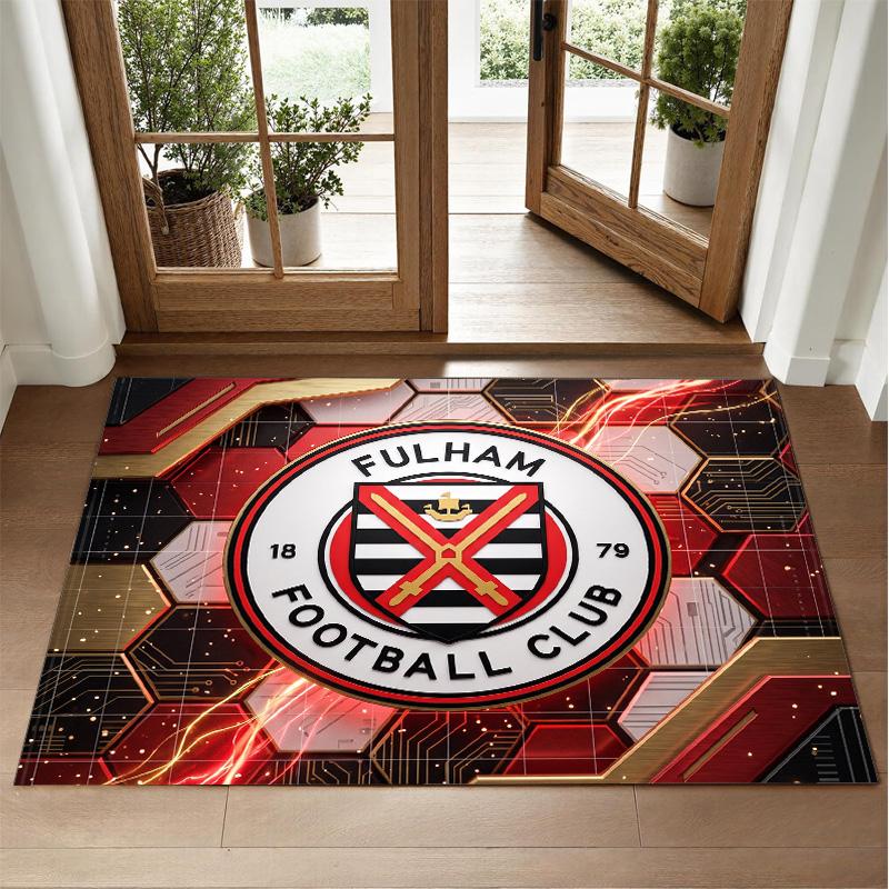 Fulham Voetbal Design Kristalfluweel Tapijt Zacht Decoratief Matje voor Slaapkamer Entree