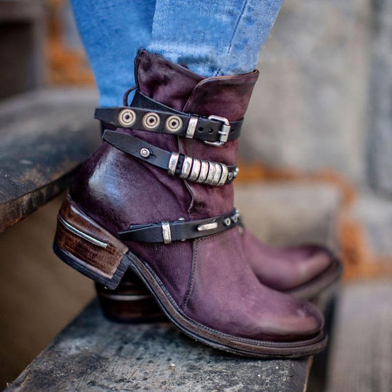 

Прямые продажи с фабрики, на низком каблуке с круглым носком, с коротким ремешком, в стиле ретро, повседневные, универсальные женские ботинки 42 фиолетовый