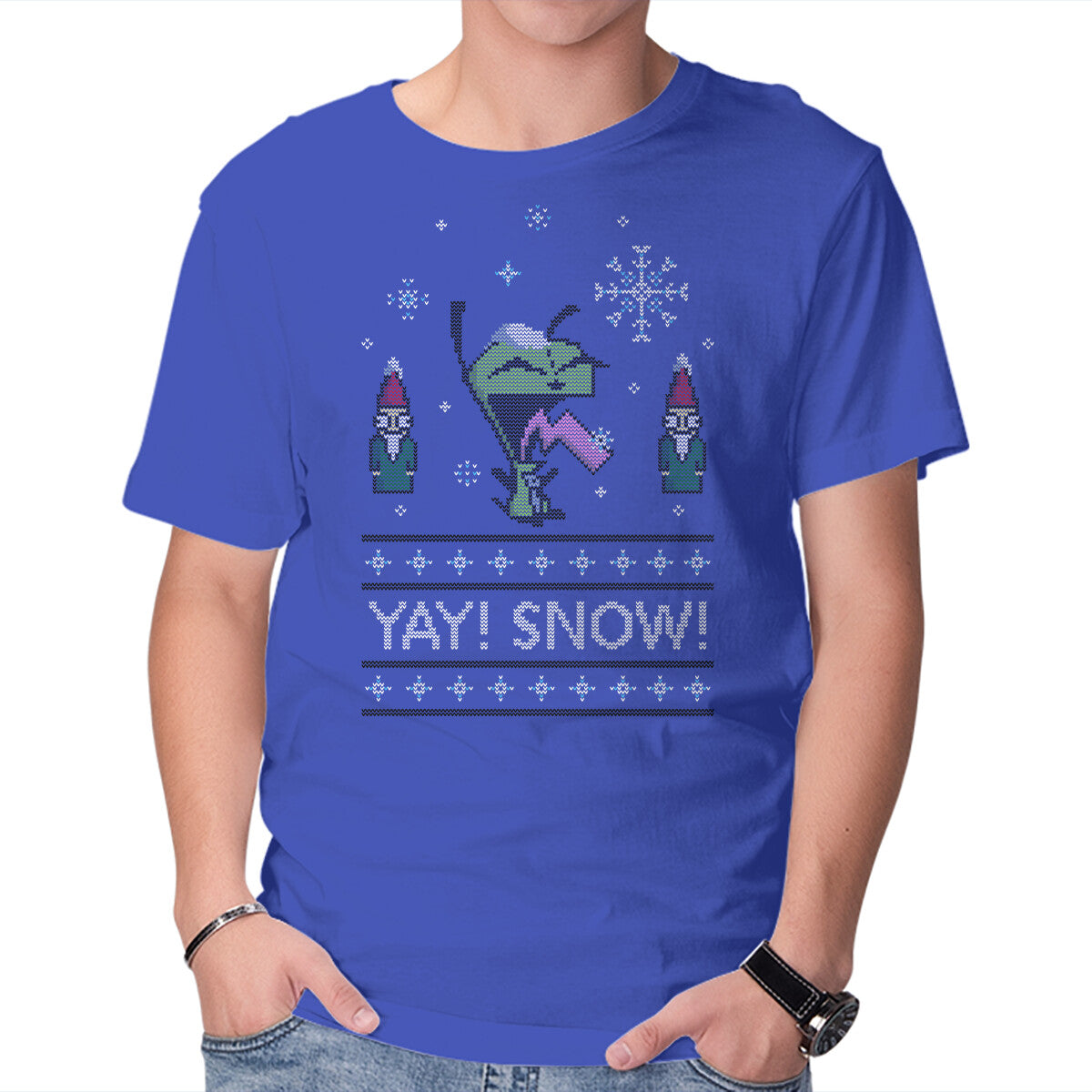Unisex Crew Neck T-Shirt Yay! Snow! Graphic Short Sleeve Casual Tee M