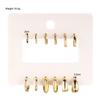 12pcs Vintage Gold Color Circle Hoop Earrings Set for Women Simple Fashion Geometric Stud Earrings Trendy Jewelry Party Gifts
