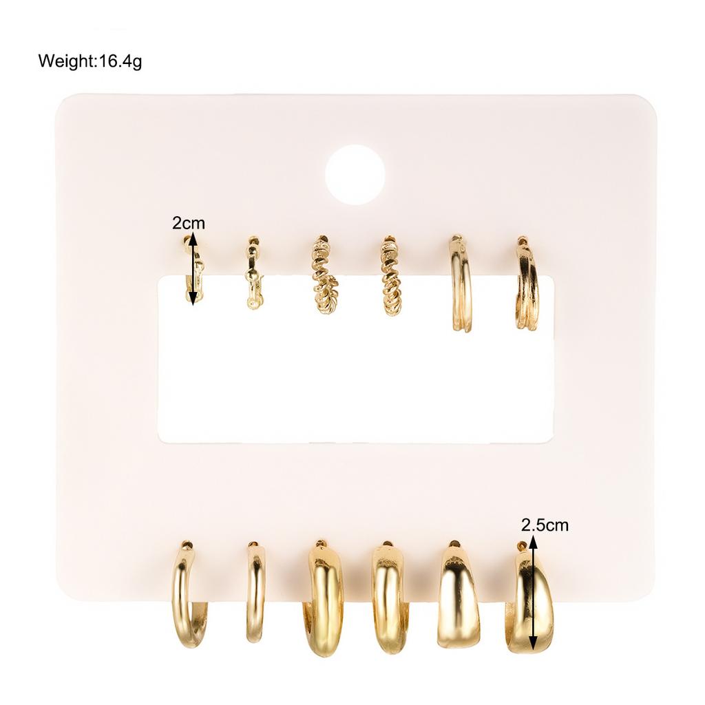 12pcs Vintage Gold Color Circle Hoop Earrings Set for Women Simple Fashion Geometric Stud Earrings Trendy Jewelry Party Gifts