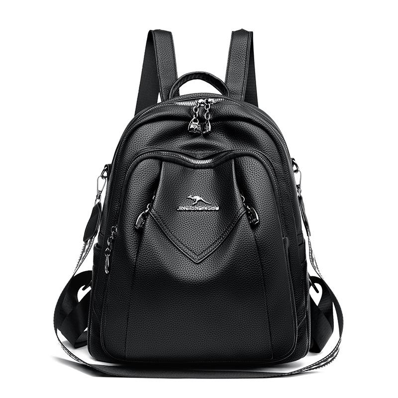 

New Multifunctional Hand-held Shoulder Bag with Soft Leather Texture and Large Capacity Commuting Women s Bag for Backpacks чёрный