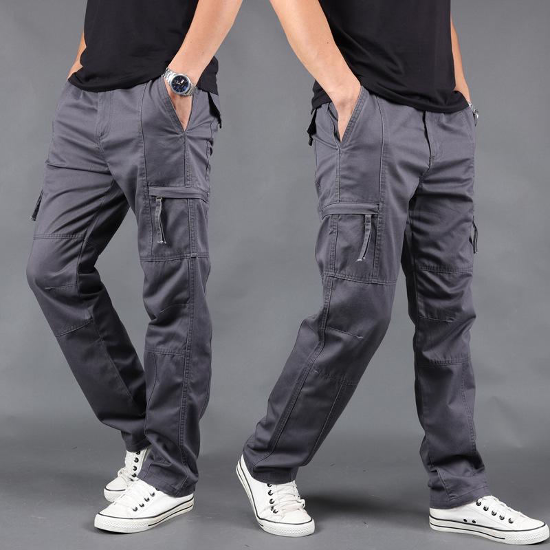 Men's Casual Trousers Jumpsuits Straight Men's Street Trousers with Multiple Pockets