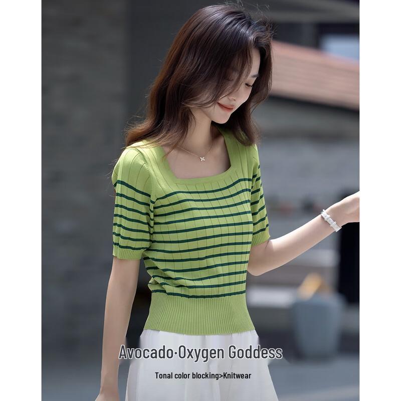 

Женский трикотажный топ Demana в французском стиле, в полоску, облегающего кроя S