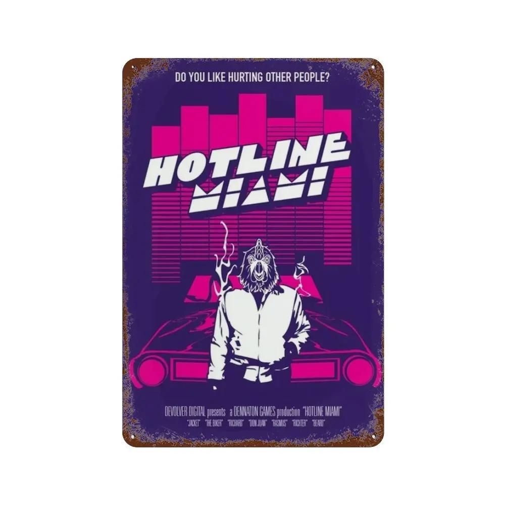 Poster Hotline Miami Hot Classic Adventure Game Posters e Placa de Metal Sinal de Lata Arte de Parede Placa Decoração Man Cave Decoração de Casa estúdio