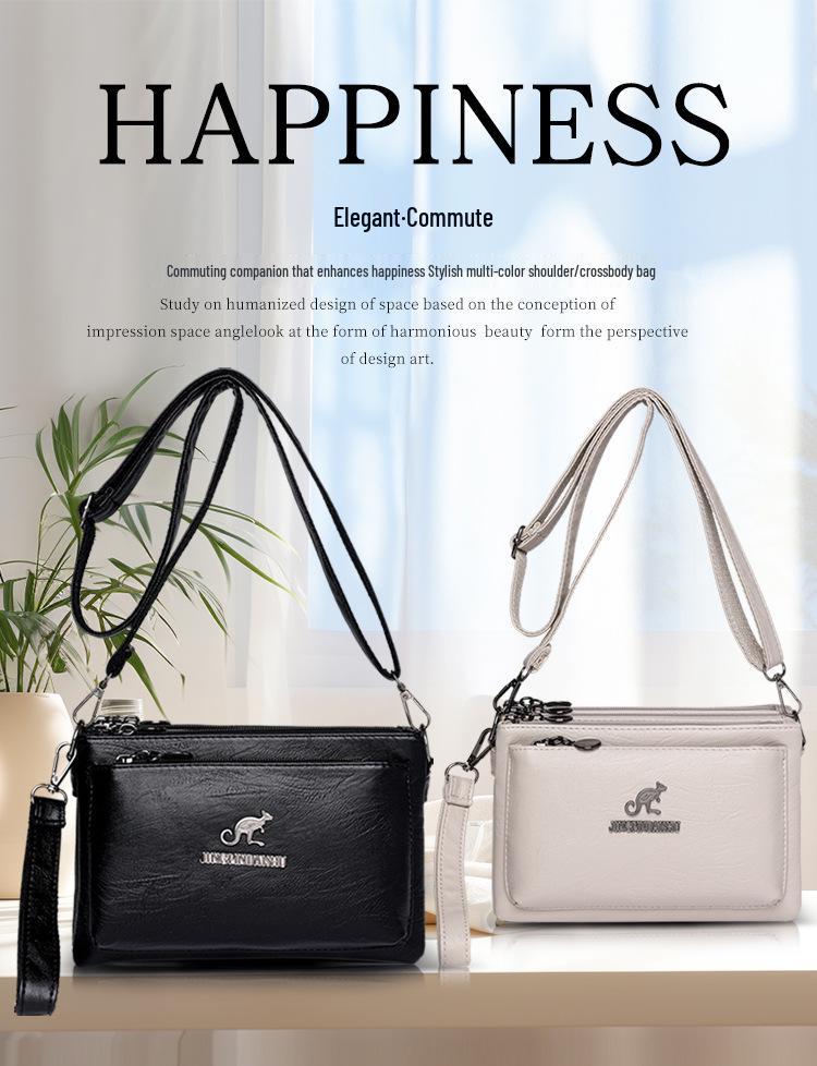 Trendig mjukt läder flerlagers damaxelväska/crossbodyväska
