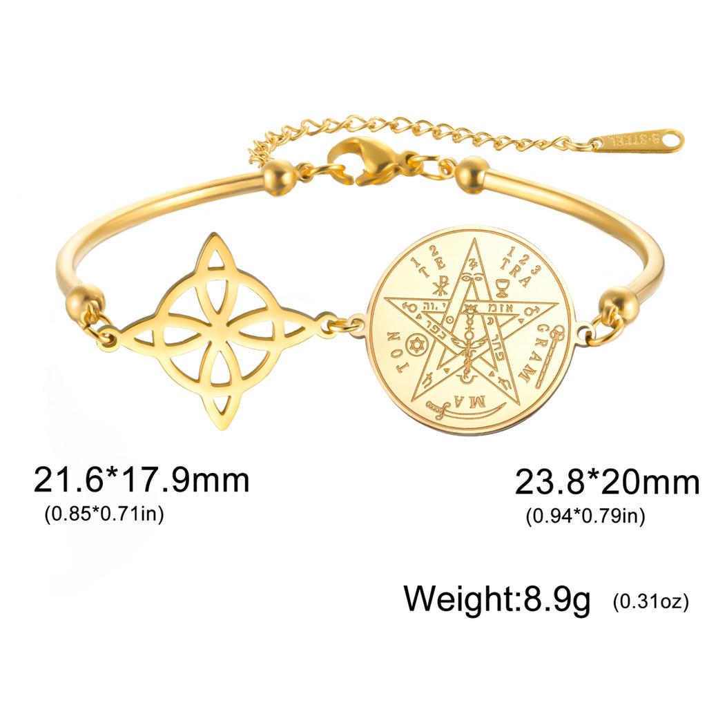 EUEAVAN Classic Witch Knot Bracelet For Women Stainless Steel Tetragrammaton Pentacle Bracelet Double Protection Jewelry Gifts
