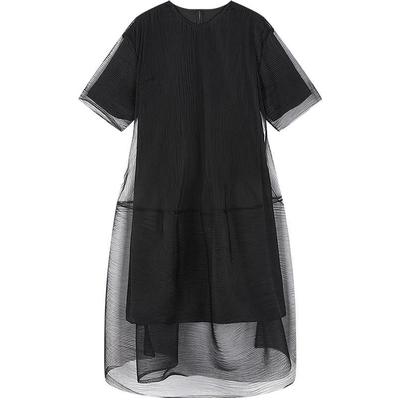 JNBY 2025 Autumn Round Neck A-line Short Sleeve Dress