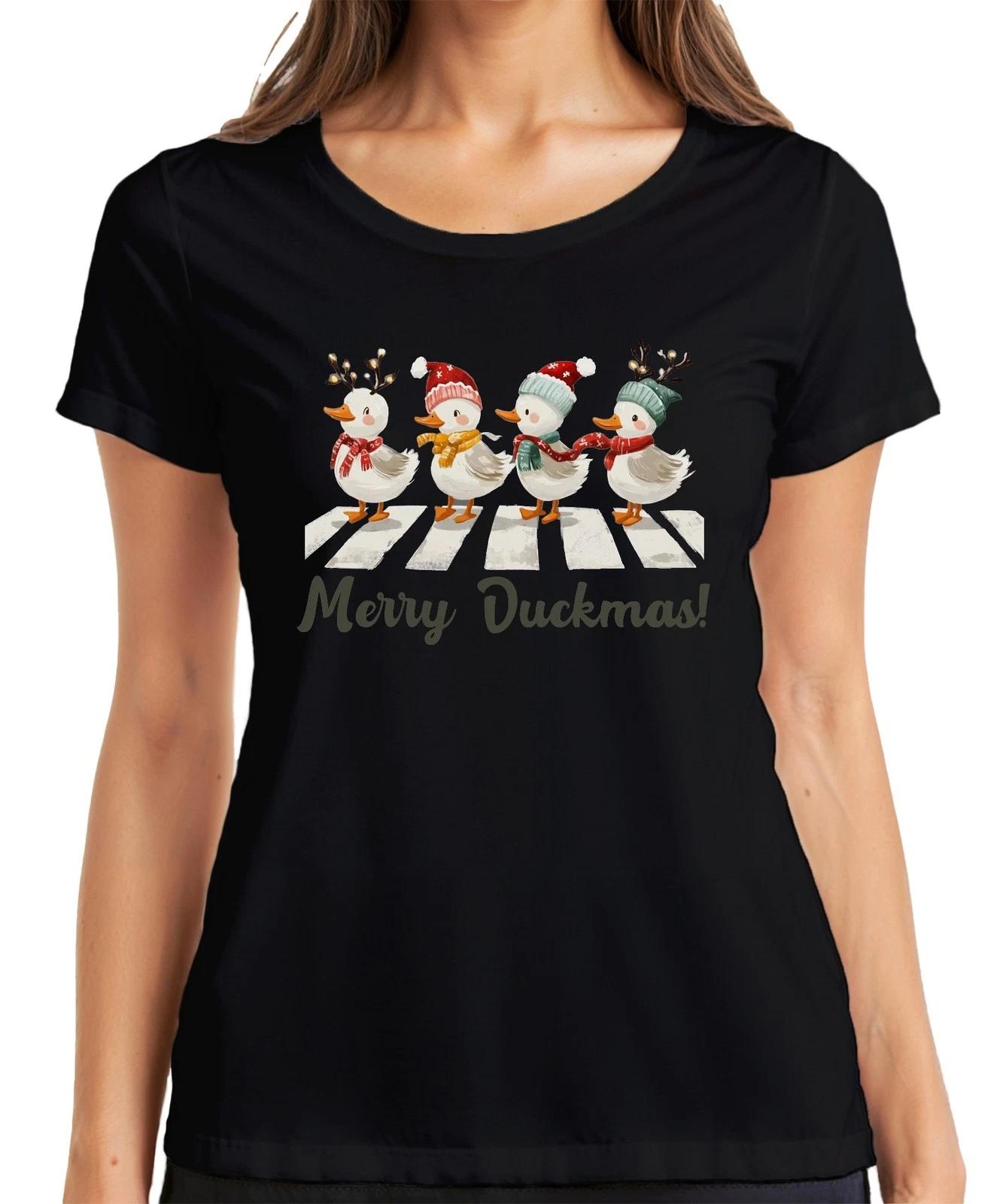 Merry Duckmas Zebrastreifen Entenmarsch - Weihnachten Xmas Christmas Damen T-Shi XXL
