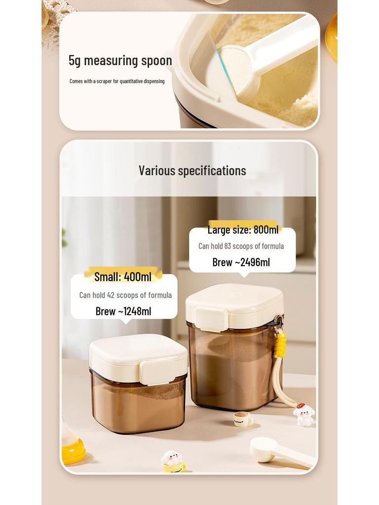 Moisture-Proof Milk Powder Dispenser with Spoon – Strong Seal Outdoor Can for Baby & Toddler Complementary Food