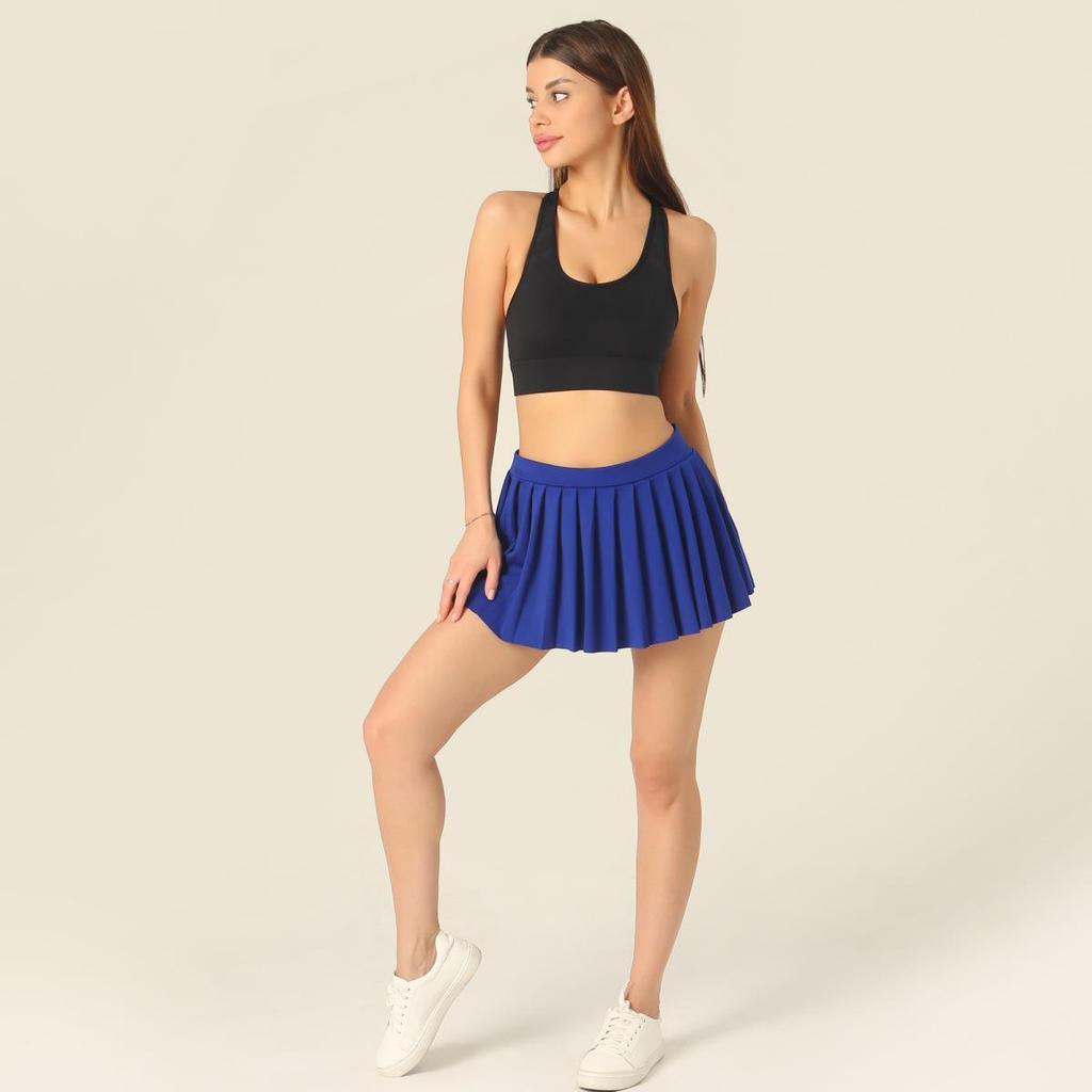 2024 Elastic Waistband Super Short Pleated Skirt, 32 cm Length, No Safety Pants