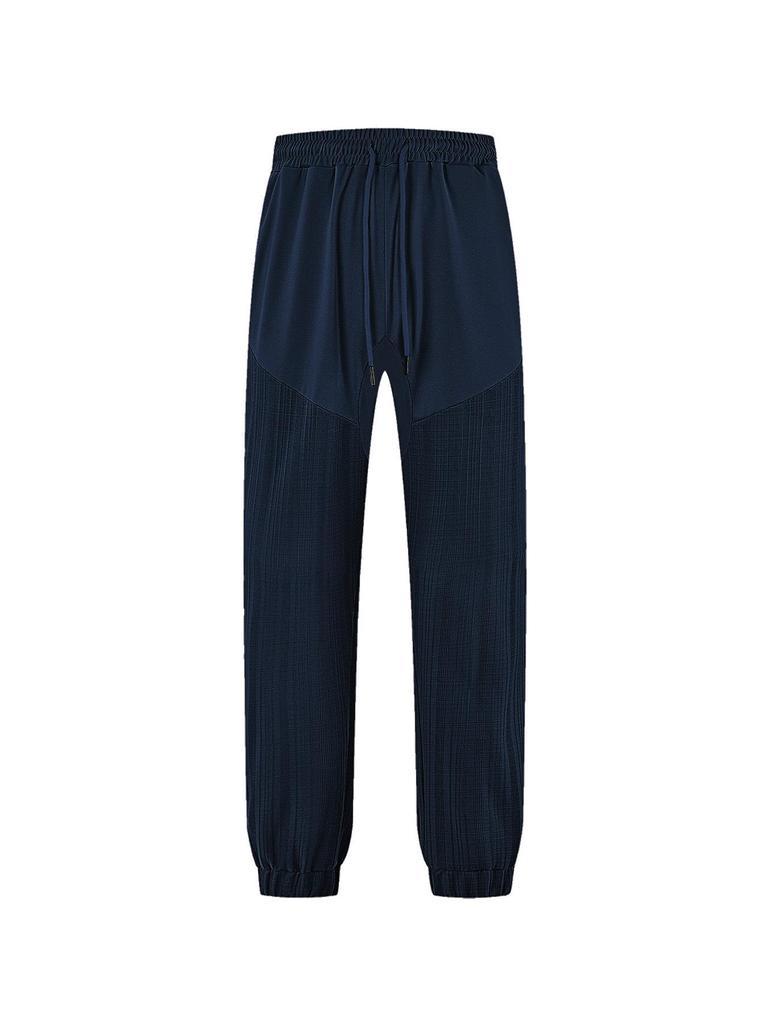 European and American Men's Clothing Summer Sports and Leisure Loose Breathable Solid Color Waffle Men's Tether Trousers Casual Pants